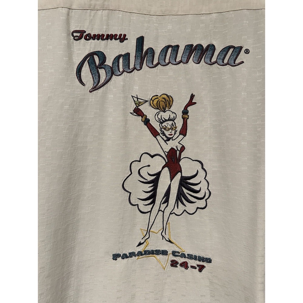 Tommy Bahama Mens Shirt PARADISE CASINO Sand Dollar Silk‎ Embroidered Back M